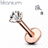 Piercing micro-labret 29 - Titane rose cristal transparent