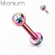 Piercing micro-labret en titane rainbow boule et strass