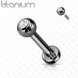 Piercing micro-labret en titane noir boule et strass