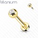 Piercing micro-labret en titane jaune boule et strass
