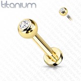 Piercing micro-labret en titane jaune boule et strass