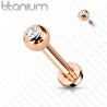 Piercing micro-labret en titane rose boule et strass