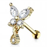 Cartilage hélix, tragus 379 - Papillon jaune strass pendant