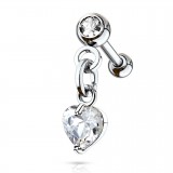 Cartilage hélix, tragus 380 - Coeur zircone pendant transparent