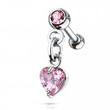 Cartilage hélix, tragus 380 - Coeur zircone pendant rose