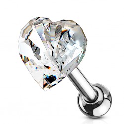 Cartilage hélix, tragus 381 - Coeur zircone transparent
