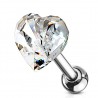 Cartilage hélix, tragus 381 - Coeur zircone transparent