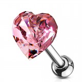 Cartilage hélix, tragus 381 - Coeur zircone rose