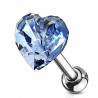 Cartilage hélix, tragus 381 - Coeur zircone bleu-clair