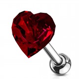Cartilage hélix, tragus 381 - Coeur zircone rouge