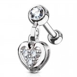 Cartilage hélix, tragus 382 - Coeur gris pendant trois zircones