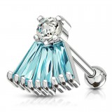 Cartilage hélix, tragus 384 - Zircones rectangulaires bleu-clair