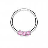 Piercing micro-bcr 185 - Trois zircones colorés roses