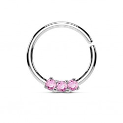 Piercing micro-bcr 185 - Trois zircones colorés roses