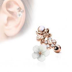 Cartilage hélix, tragus 400 - Fleurs roses deluxes