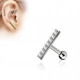 Cartilage hélix, tragus 401 - Trait gris strass transparents