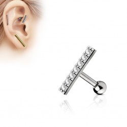 Cartilage hélix, tragus 401 - Trait gris strass transparents