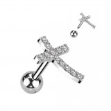 Cartilage hélix, tragus 405 - Croix arrondie grise