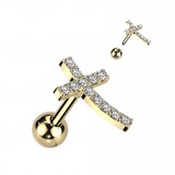 Cartilage hélix, tragus 405 - Croix arrondie jaune