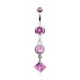 Piercing nombril losange et cercle rose (D10)