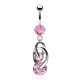 Piercing nombril deux cercles roses en zircones (D11)