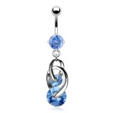 Piercing nombril deux cercles bleu-clair en zircones (D11)