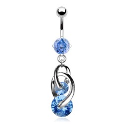 Piercing nombril deux cercles bleu-clair en zircones (D11)