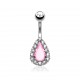 Piercing nombril goutte rose multistrass (D12)