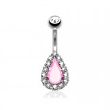 Piercing nombril goutte rose multistrass (D12)