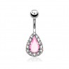 Piercing nombril goutte rose multistrass (D12)