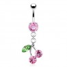 Piercing nombril cerise pendante rose (D98)