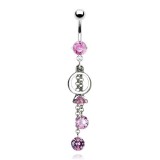 Piercing nombril chainettes et cercles roses (D52)