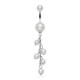 Piercing nombril cascade de perles blanches (D21)