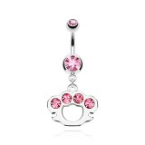 Piercing nombril poing américain rose (D22)