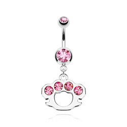 Piercing nombril poing américain rose (D22)