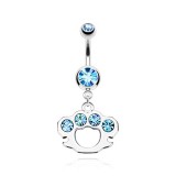Piercing nombril poing américain bleu-clair (D22)