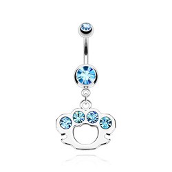 Piercing nombril poing américain bleu-clair (D22)