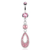 Piercing nombril ovale et perle rose (D95)