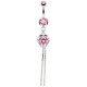 Piercing nombril rond rose et chainettes (D59)