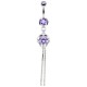 Piercing nombril rond lilas et chainettes (D59)