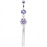 Piercing nombril rond lilas et chainettes (D59)