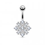 Piercing nombril flocon de neige gris strass (D77)