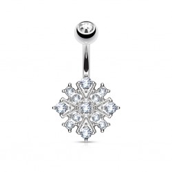 Piercing nombril flocon de neige gris strass (D77)