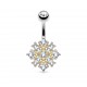 Piercing nombril flocon de neige jaune strass (D77)