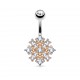 Piercing nombril flocon de neige rose strass (D77)