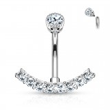 Piercing nombril ligne grise de zircones transparents (D26)