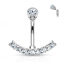 Piercing nombril ligne grise de zircones transparents (D26)