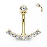 Piercing nombril ligne jaune de zircones transparents (D26)