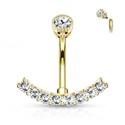 Piercing nombril ligne jaune de zircones transparents (D26)
