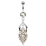 Piercing nombril multistrass rectangulaire aurora (D108)